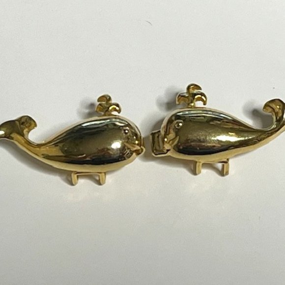 VTG Mimi Di N 1979 Gold Tone Metal 2 Piece Whale Belt Buckle main image 9